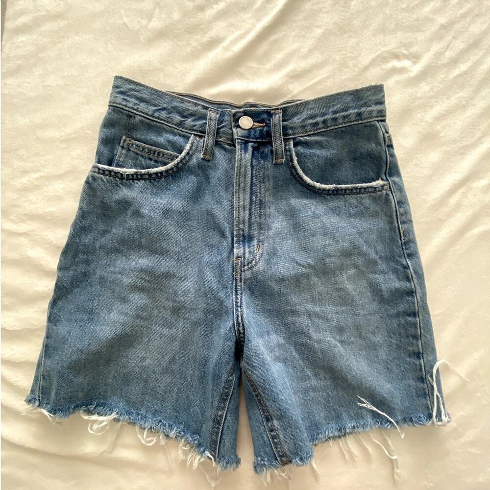 NWOT Womens Oak + Fort Denim Raw Hem Dad Short Size 25